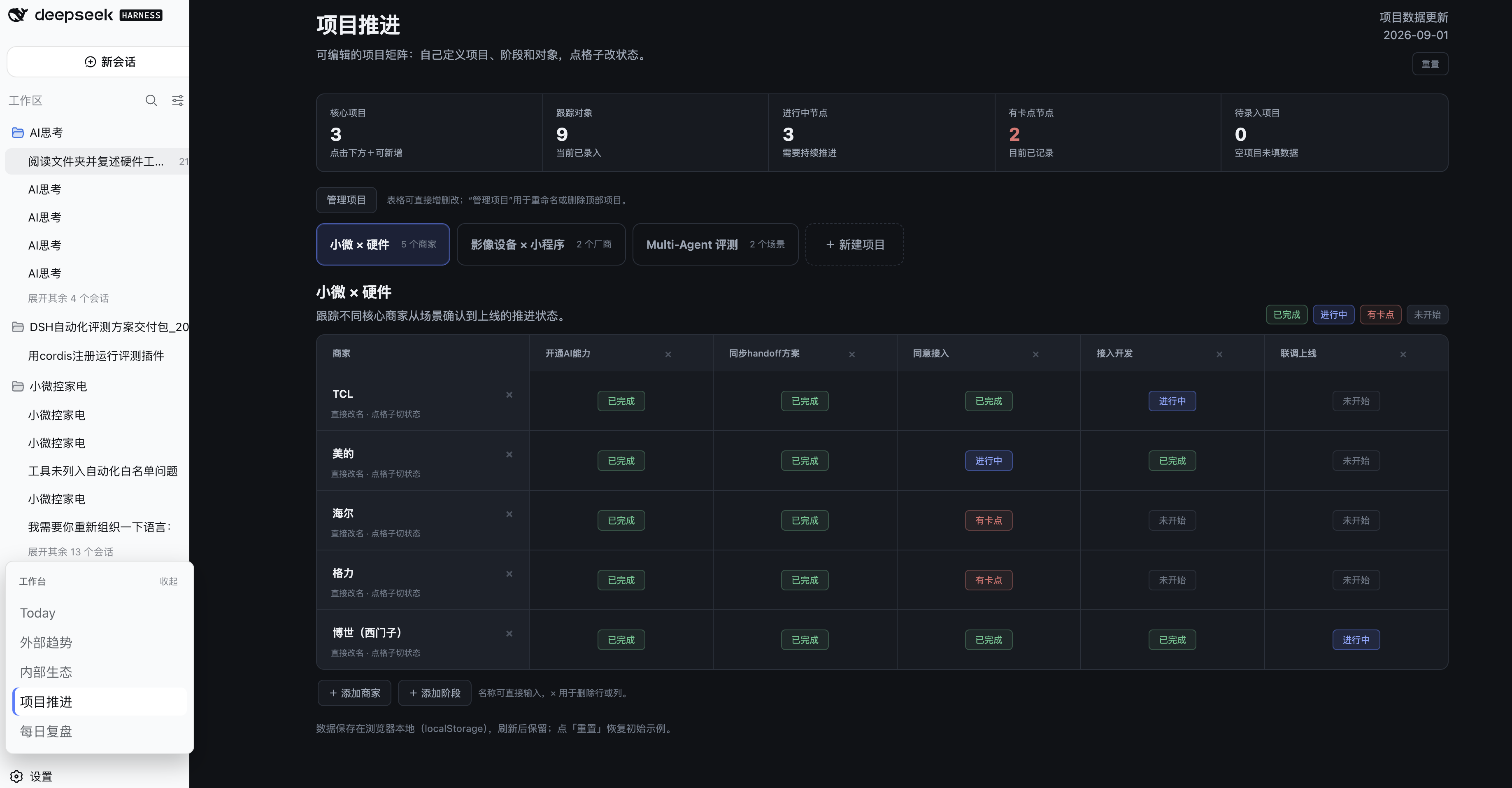项目推进工作台页面
