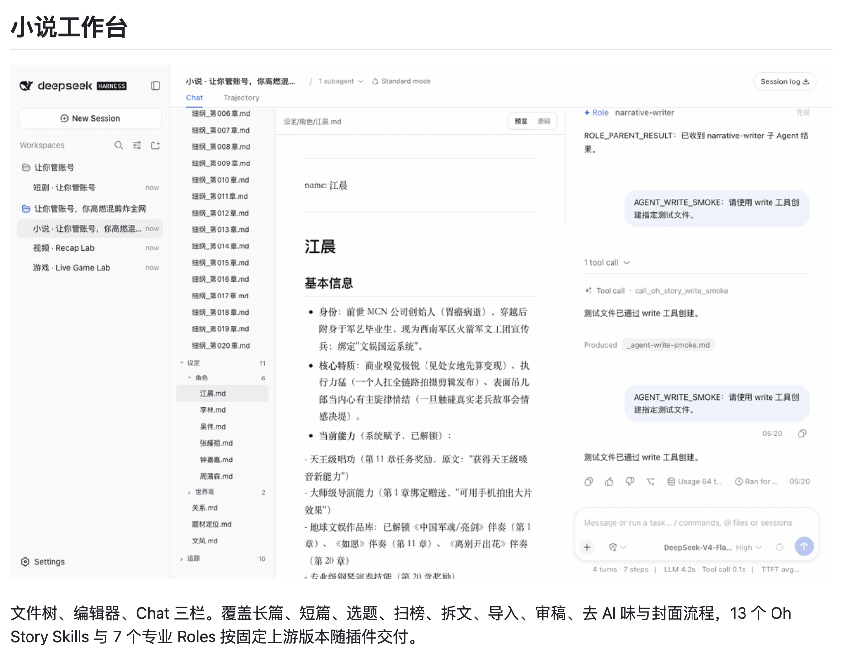 小说创作 DSH 工作台