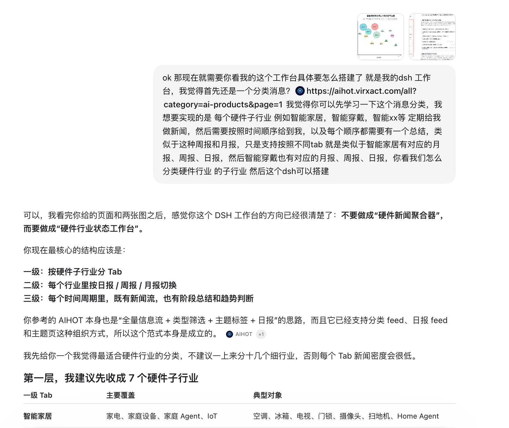 向 Agent 说明工作台需求与信息分类想法